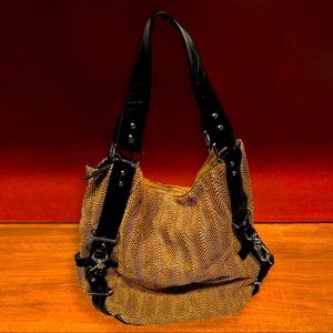 Olivia + Joy Straw Herringbone Woven Tote w/Leather Straps